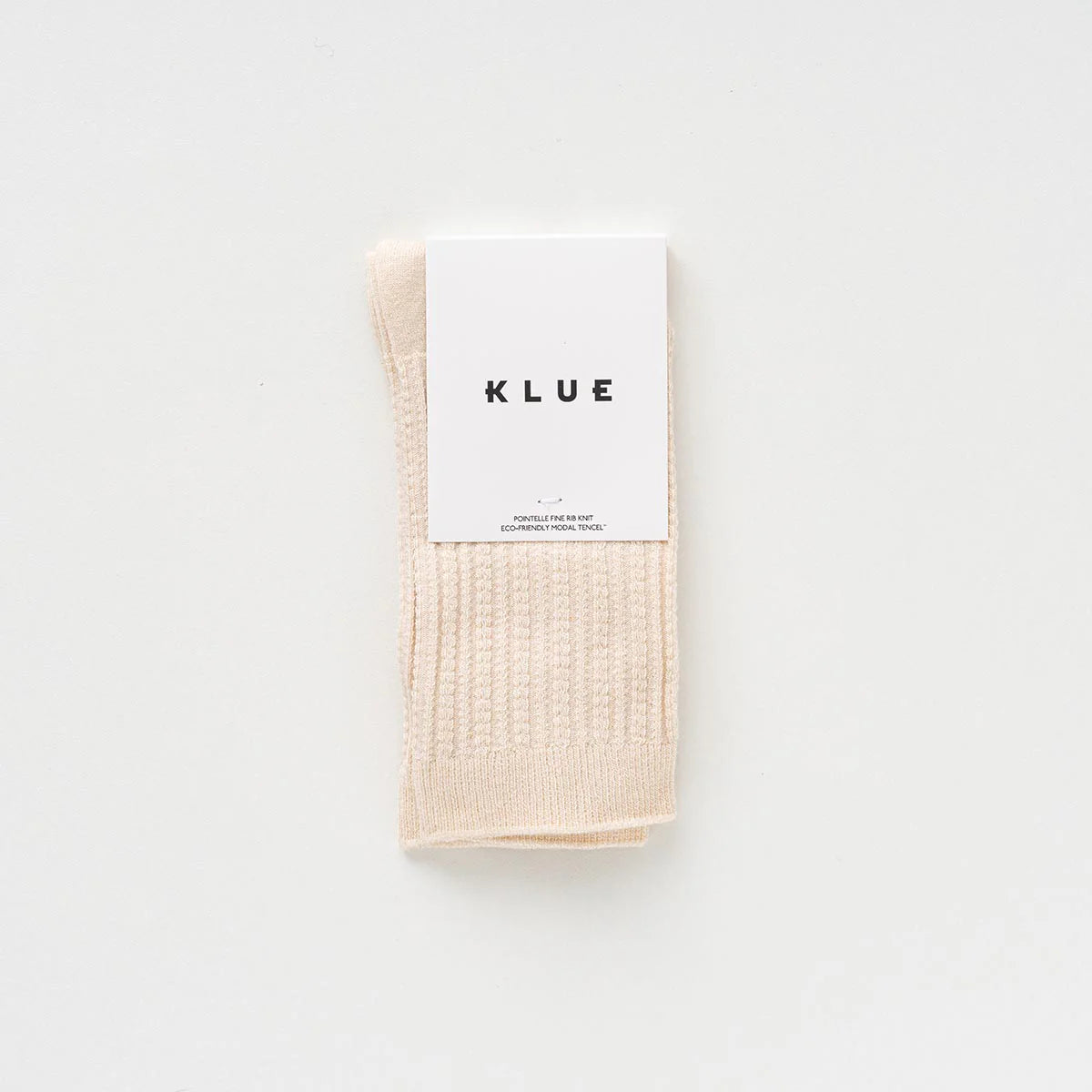 KLUE Pointelle Fine Rib Knit-Beige