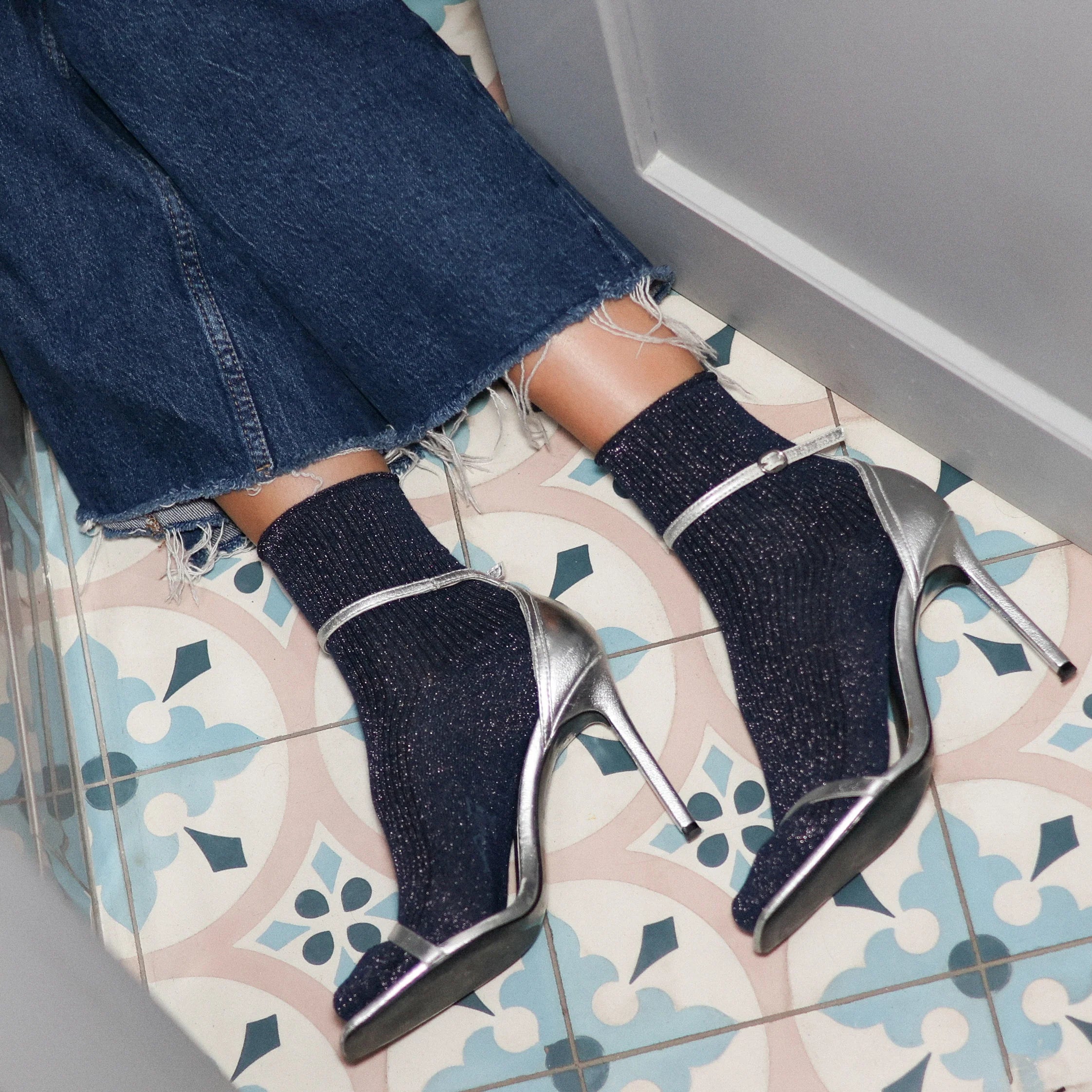 KLUE Glitter Lurex Socks - Blue