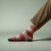 KLUE Merino Wool Sock- Beige & Orange Stripe