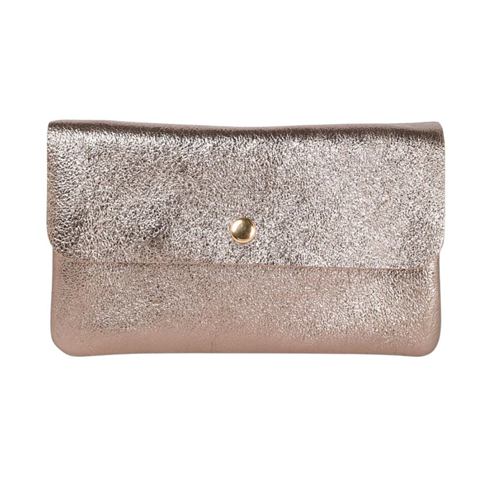 Maison Fanli Leather Clutch Cross Body - Metallic Champagne - Presence Hamilton