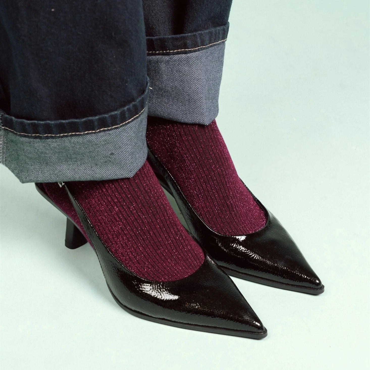 KLUE Glitter Lurex Socks - Burgundy