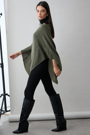 Mia Cashmere Poncho - Military - Presence Hamilton