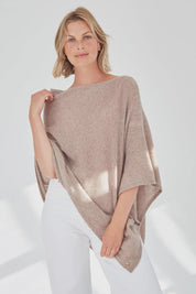Mia Cashmere Poncho - Toast - Presence Hamilton