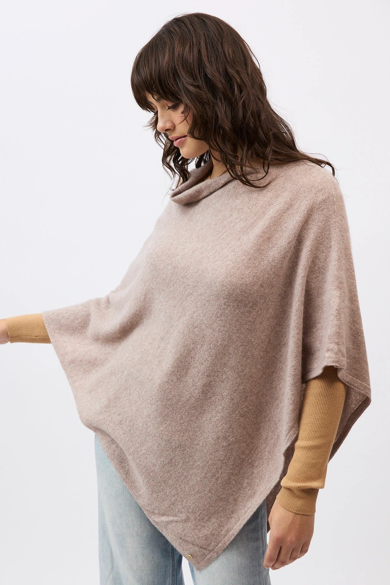 Mia Cashmere Poncho - Toast - Presence Hamilton