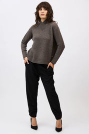 Catherine Front Cross Jumper- Espresso - Presence Hamilton