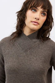 Catherine Front Cross Jumper- Espresso - Presence Hamilton