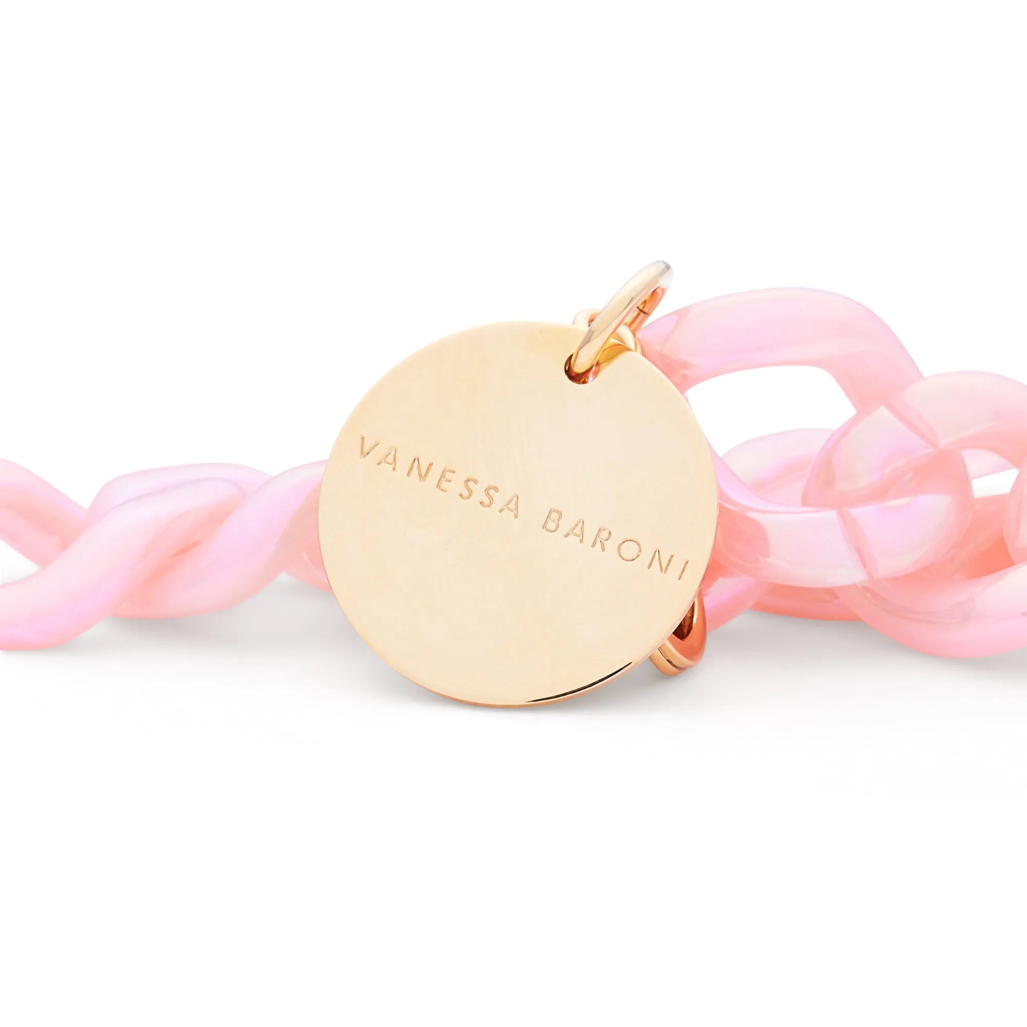 Mini Flat Chain Bracelet - Iridescent Neon Pink Marble
