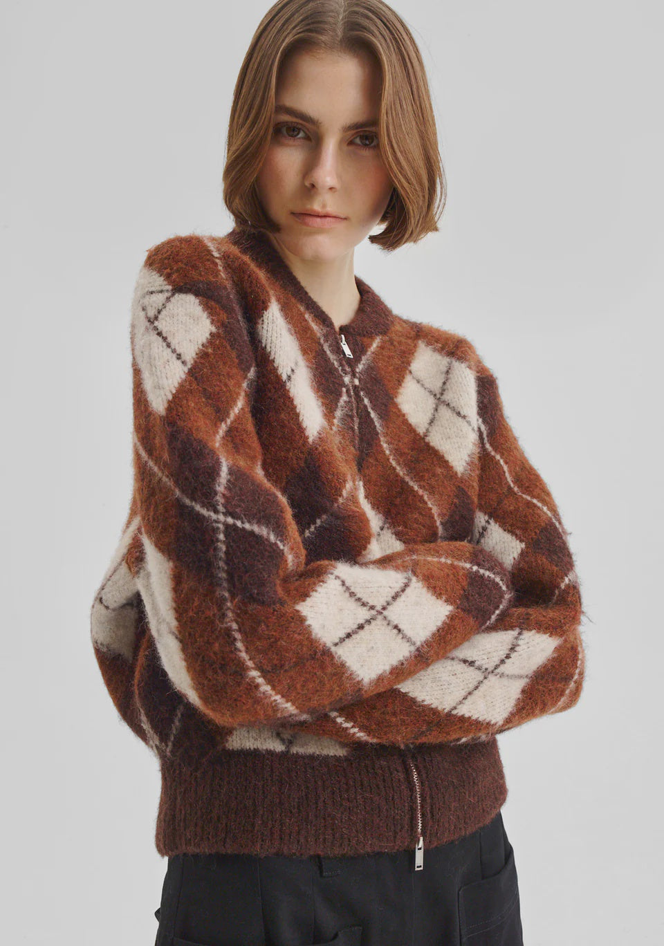 Chester Knit Jacket- Argyle - Presence Hamilton