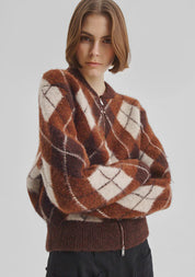 Chester Knit Jacket- Argyle - Presence Hamilton