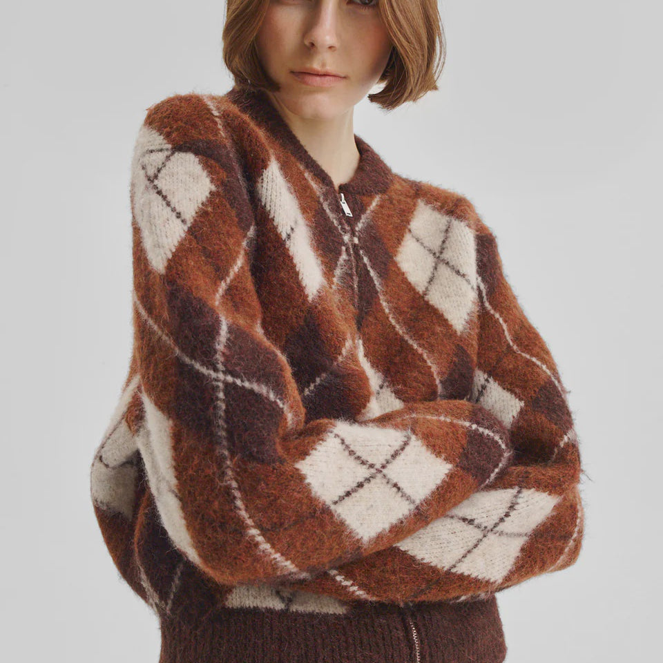 Chester Knit Jacket- Argyle - Presence Hamilton