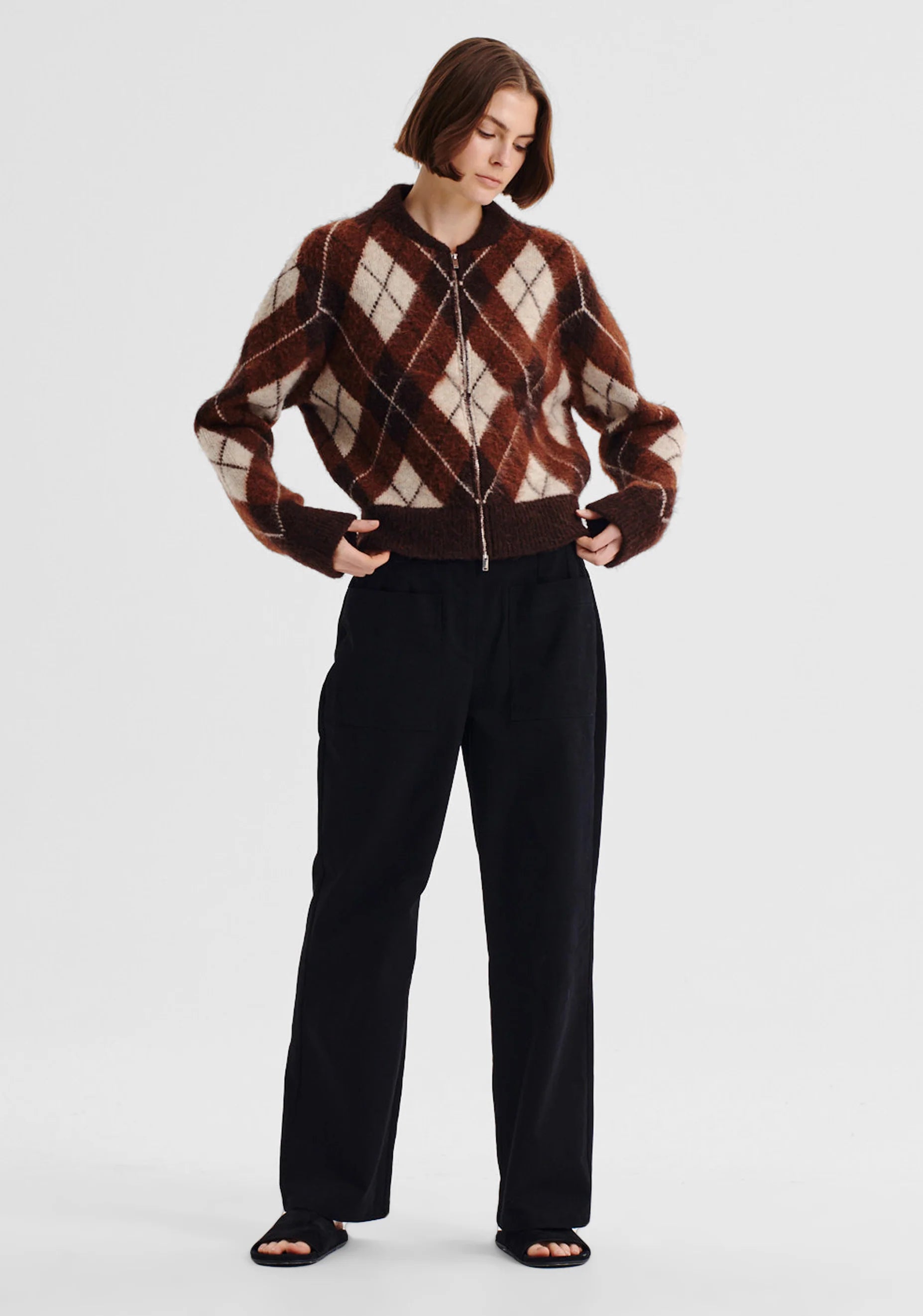 Chester Knit Jacket- Argyle - Presence Hamilton