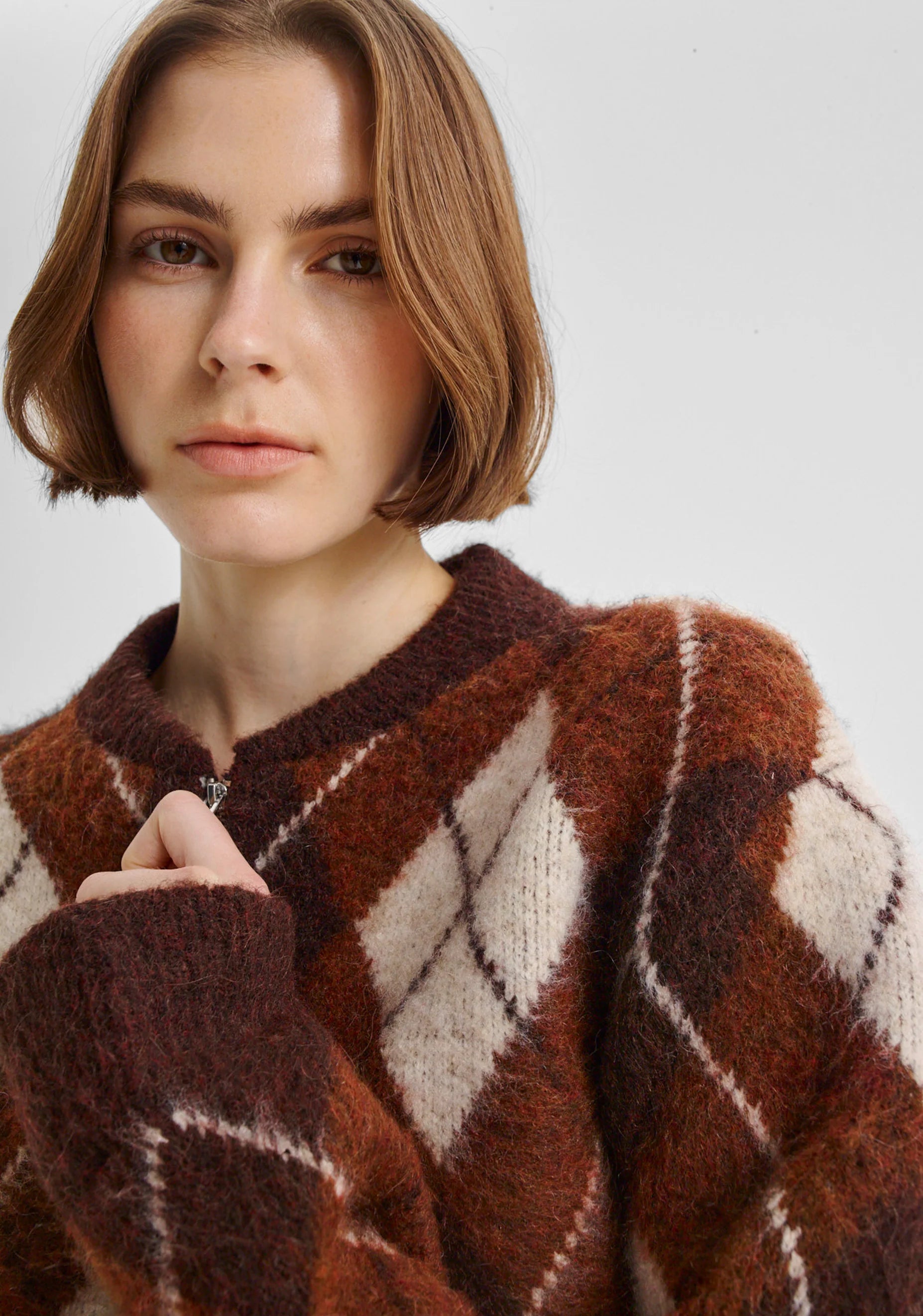 Chester Knit Jacket- Argyle - Presence Hamilton