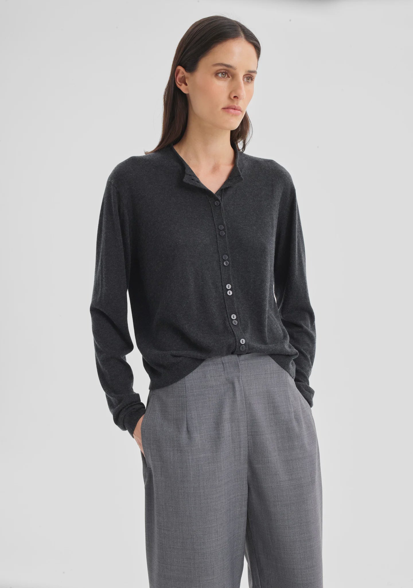Margo Knit Cardigan - Charcoal - Presence Hamilton