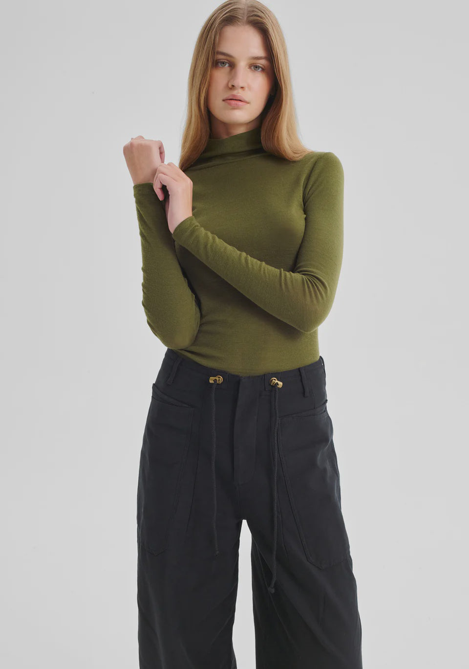 Morri Merino High Neck - Avocado - Presence Hamilton