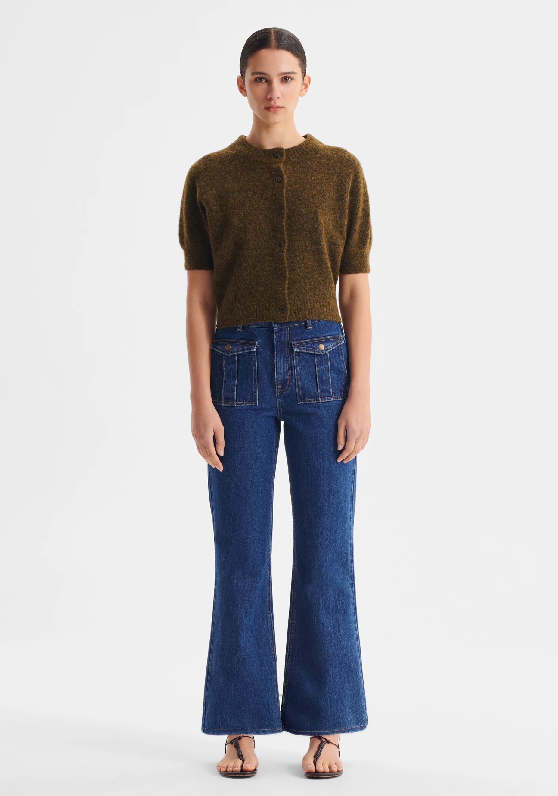 Solenne Knit Cardigan- Khaki - Presence Hamilton