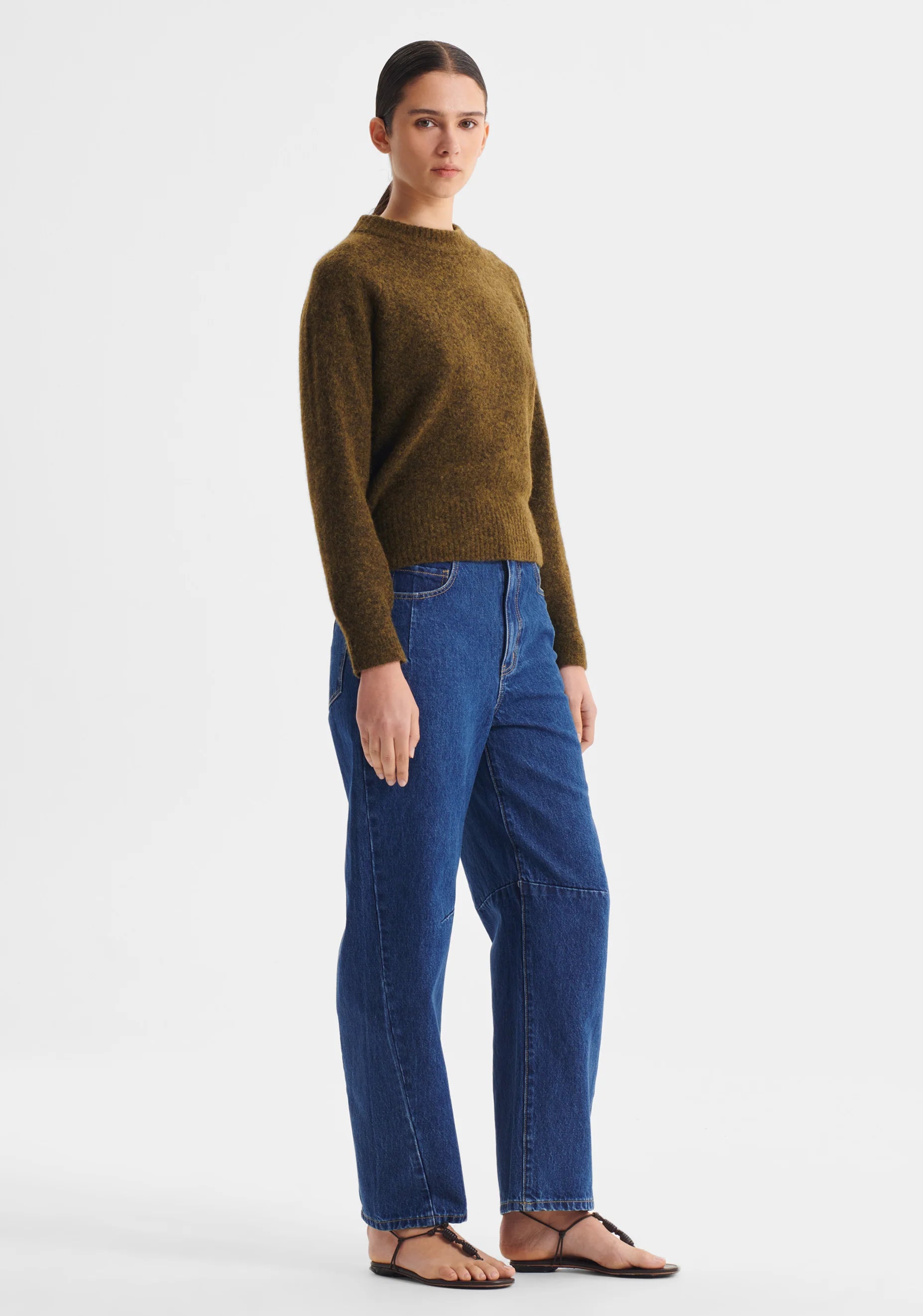 Solenne Knit Pullover- Khaki - Presence Hamilton