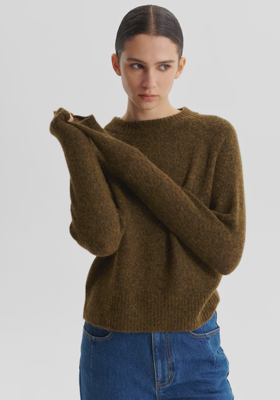 Solenne Knit Pullover- Khaki - Presence Hamilton