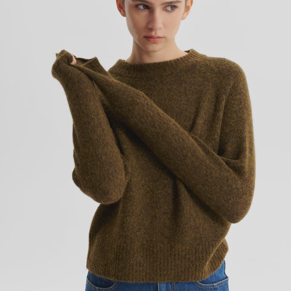 Solenne Knit Pullover- Khaki - Presence Hamilton