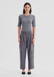 Talia Merino Knit Tee- Grey Marle - Presence Hamilton