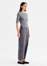 Talia Merino Knit Tee- Grey Marle - Presence Hamilton
