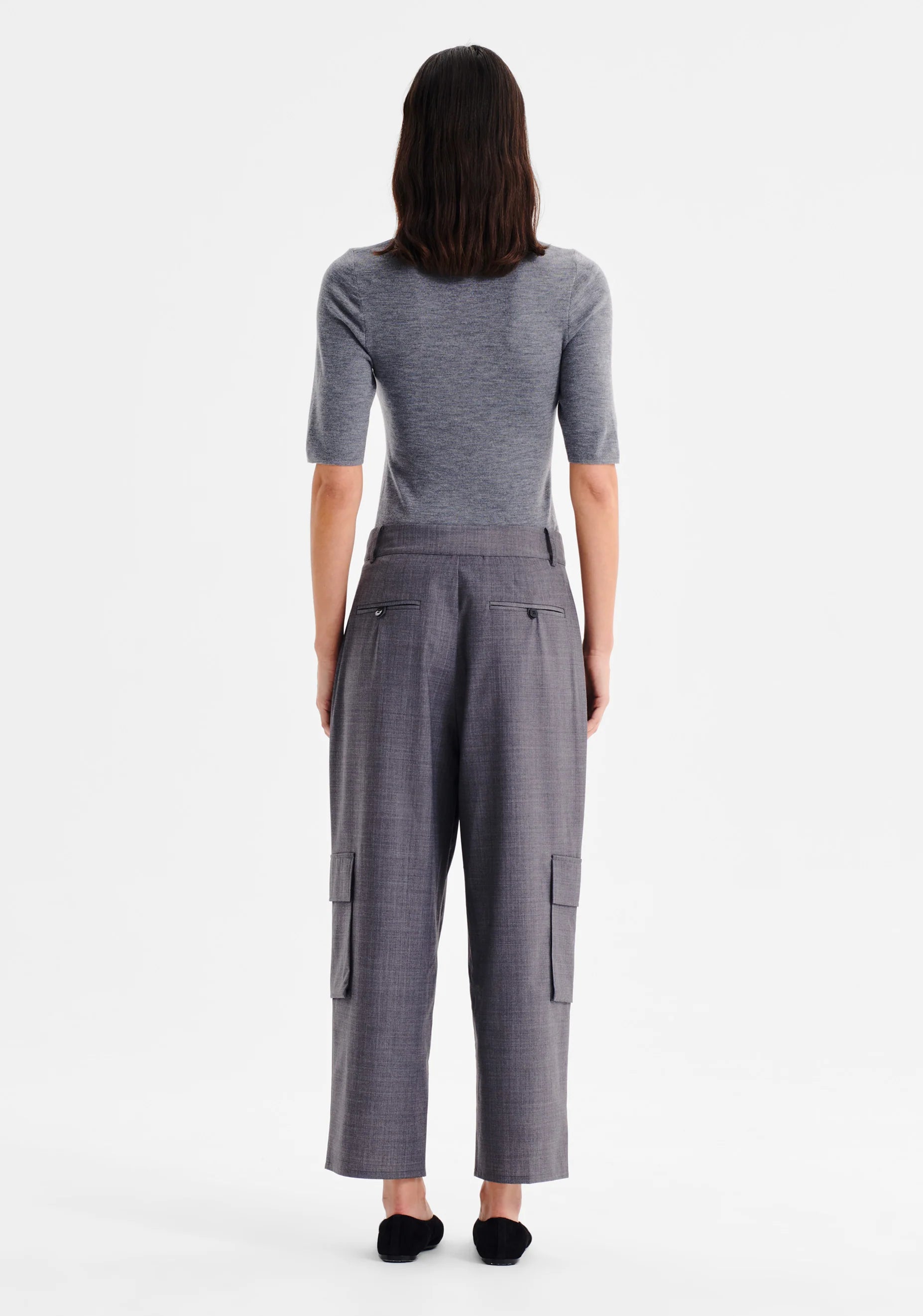 Talia Merino Knit Tee- Grey Marle - Presence Hamilton