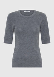 Talia Merino Knit Tee- Grey Marle - Presence Hamilton