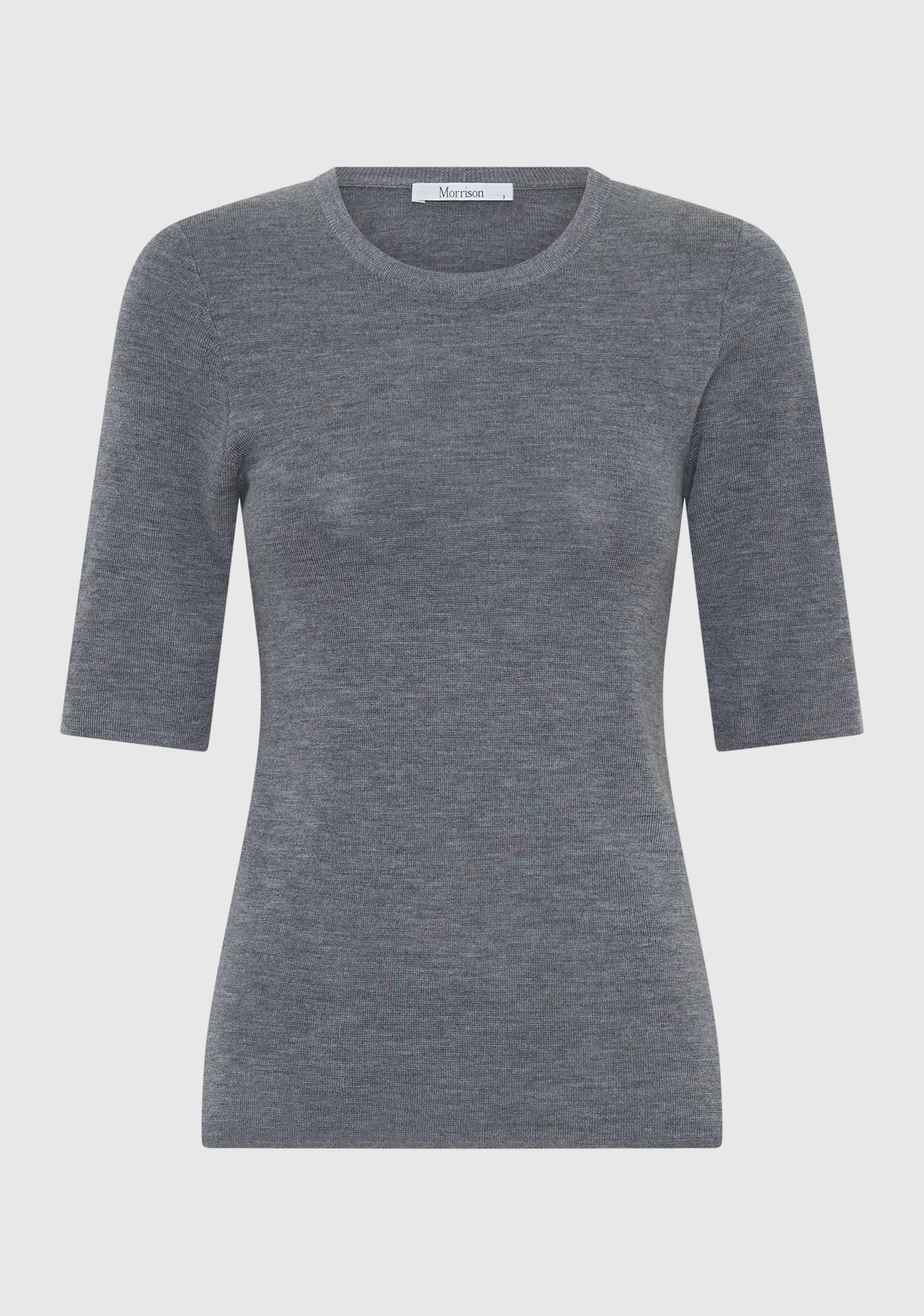 Talia Merino Knit Tee- Grey Marle - Presence Hamilton