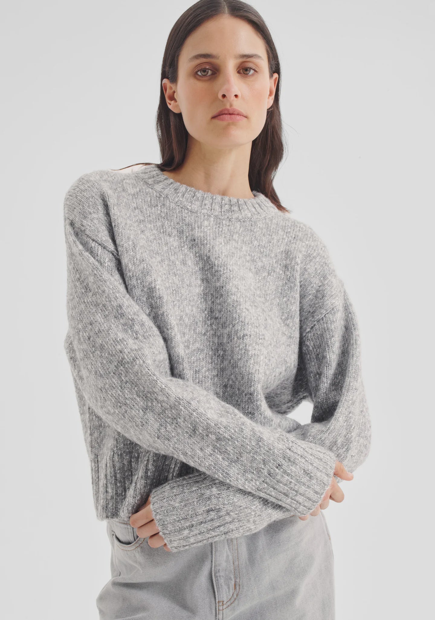 Zoe Knit Pullover-Grey Marle - Presence Hamilton