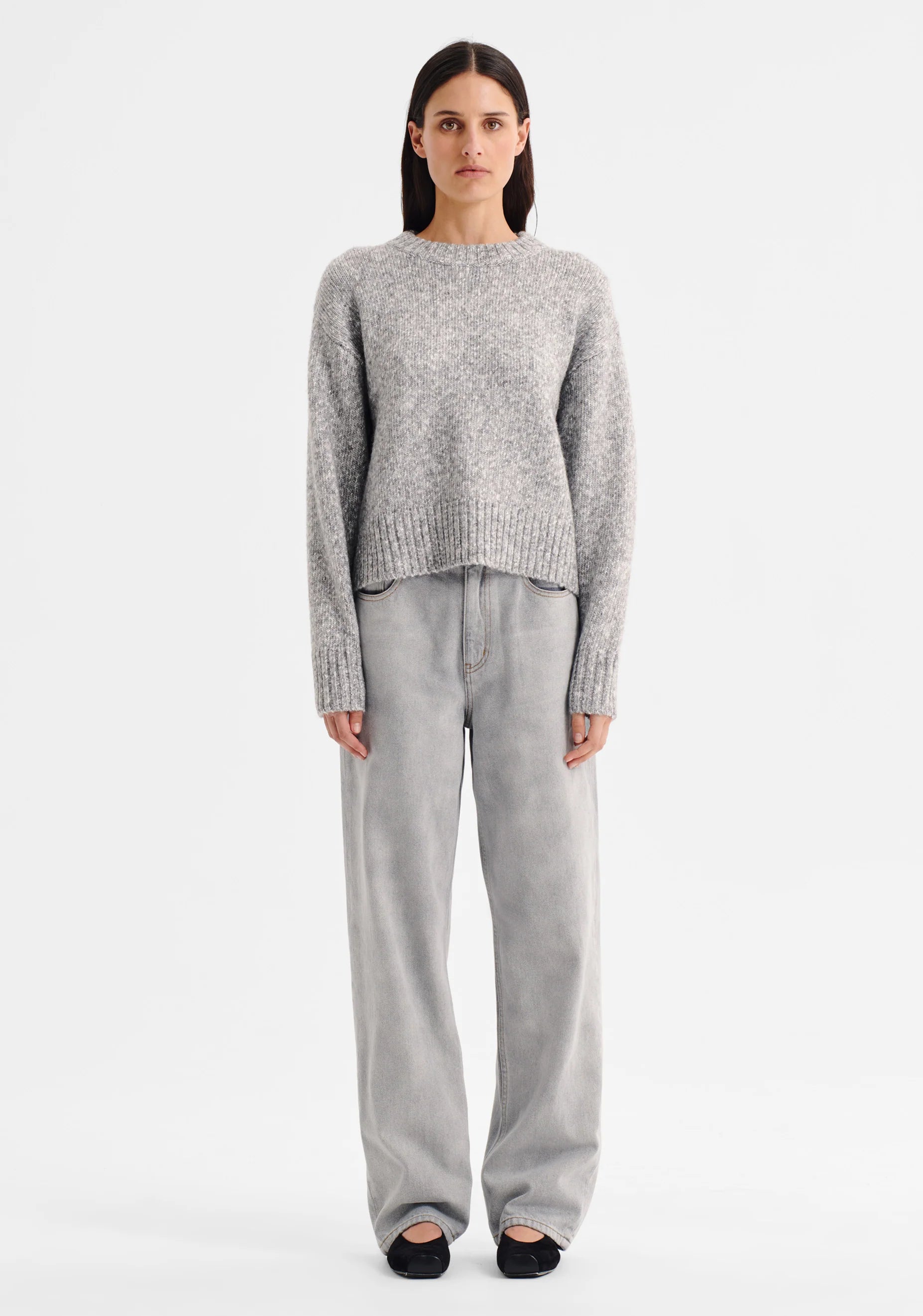 Zoe Knit Pullover-Grey Marle - Presence Hamilton