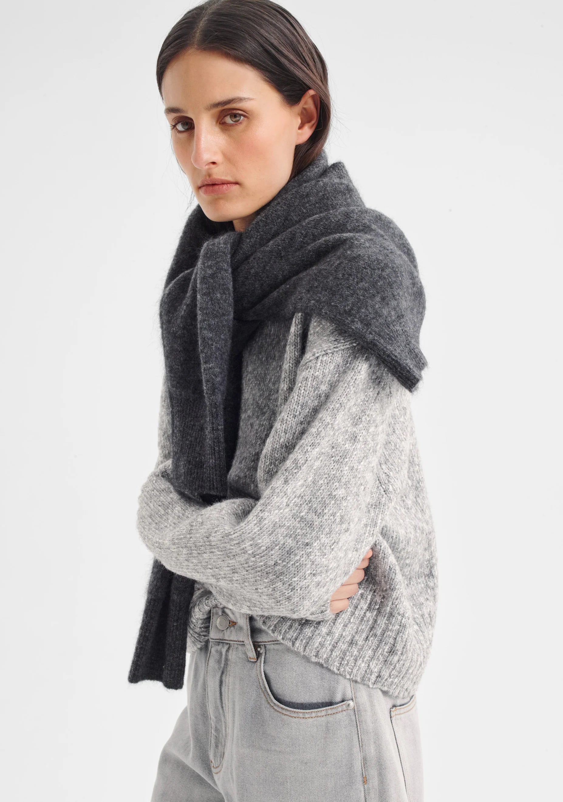 Zoe Knit Pullover-Grey Marle - Presence Hamilton