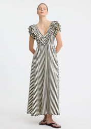 Marina Scallop Maxi Dress - Stripe