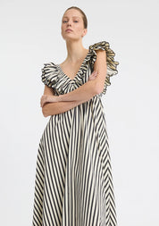 Marina Scallop Maxi Dress - Stripe