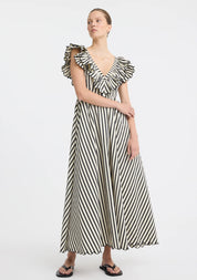 Marina Scallop Maxi Dress - Stripe
