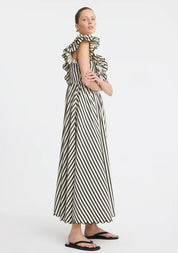 Marina Scallop Maxi Dress - Stripe
