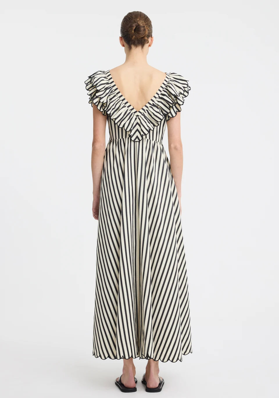 Marina Scallop Maxi Dress - Stripe