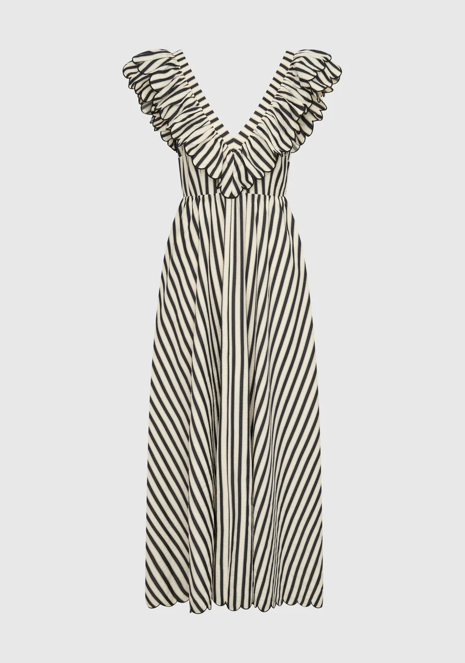 Marina Scallop Maxi Dress - Stripe