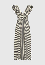 Marina Scallop Maxi Dress - Stripe