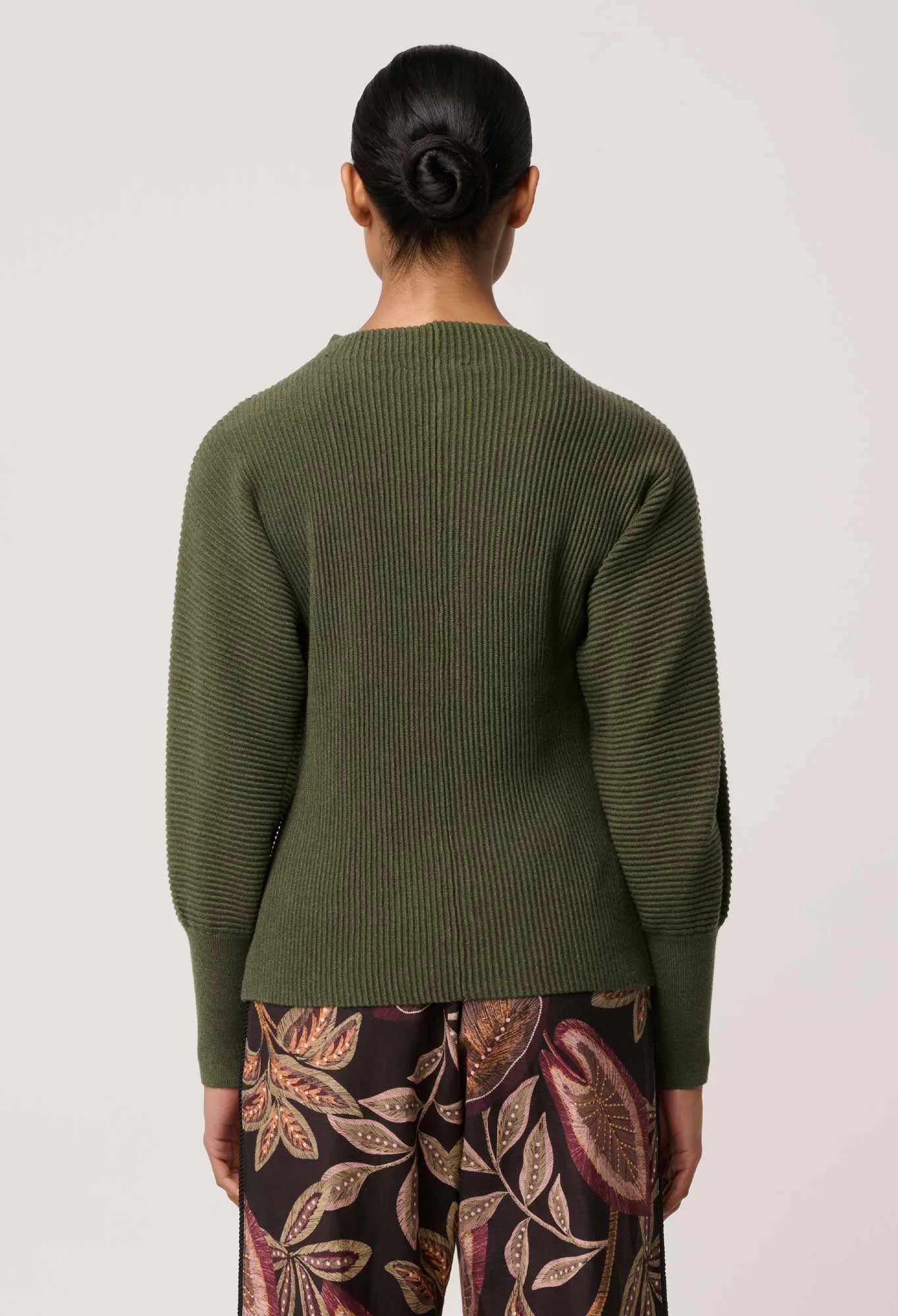 Roselle Ribbed Knit Top- Winter Moss