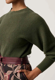 Roselle Ribbed Knit Top- Winter Moss