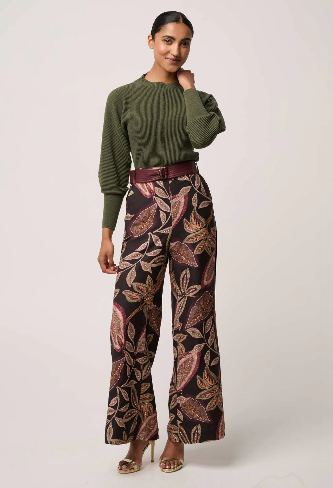 Roselle Ribbed Knit Top- Winter Moss