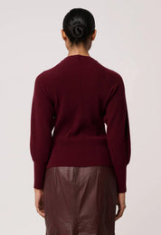 Roselle Ribbed Knit Top-Bordeaux