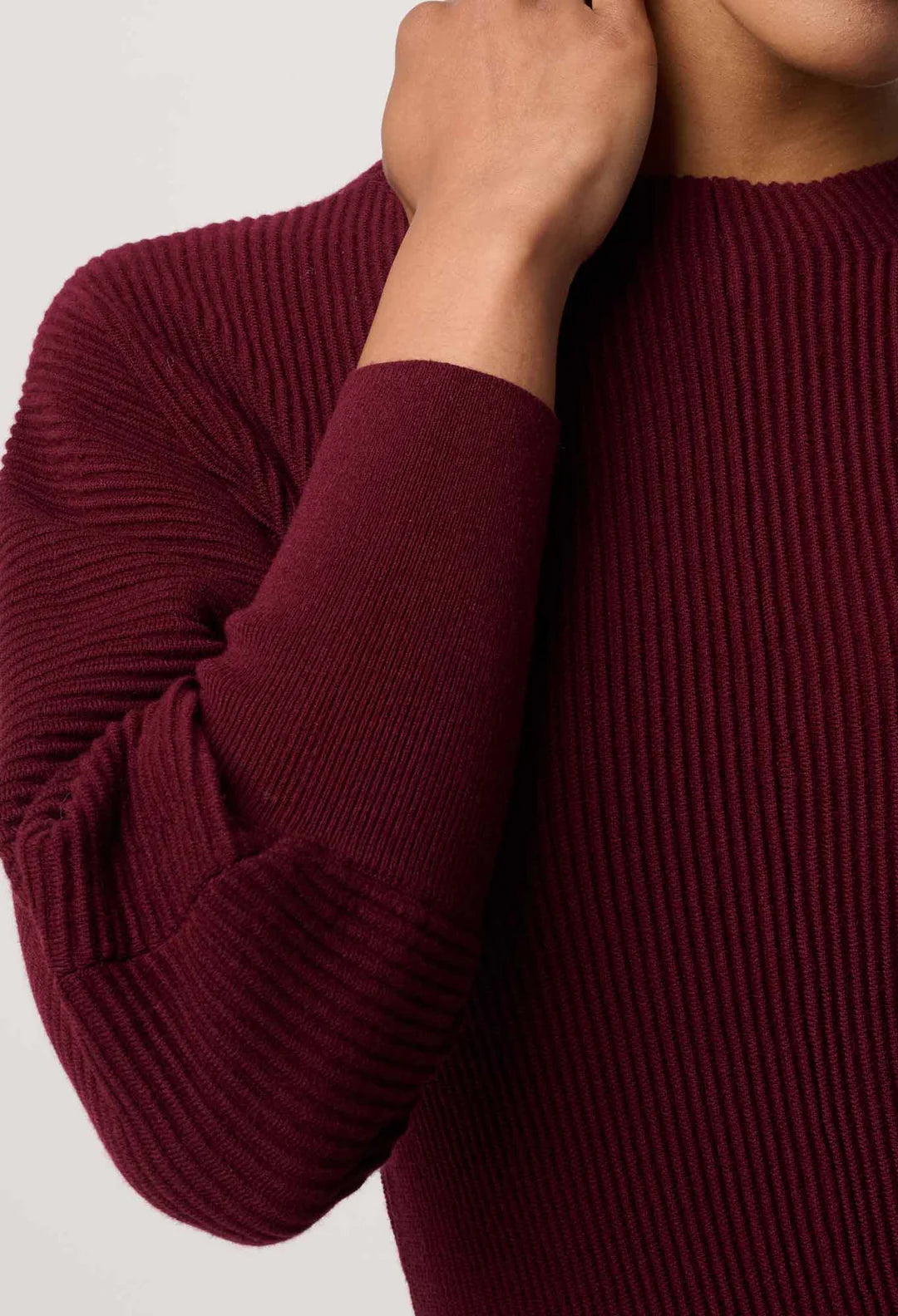 Roselle Ribbed Knit Top-Bordeaux