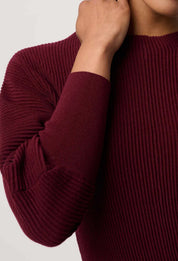 Roselle Ribbed Knit Top-Bordeaux