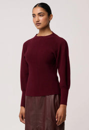 Roselle Ribbed Knit Top-Bordeaux