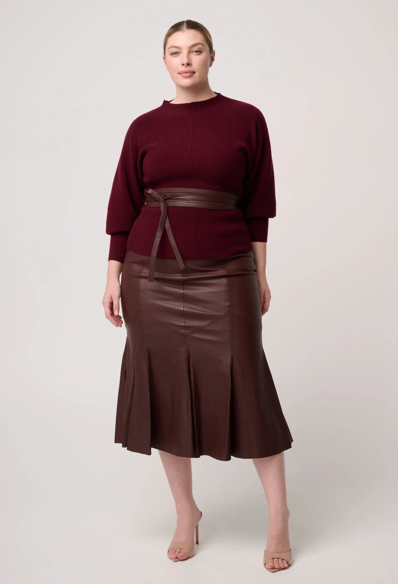 Roselle Ribbed Knit Top-Bordeaux