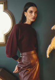 Roselle Ribbed Knit Top-Bordeaux