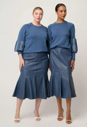 Arden Detailed Knit Top - Cerulean Cord - Presence Hamilton