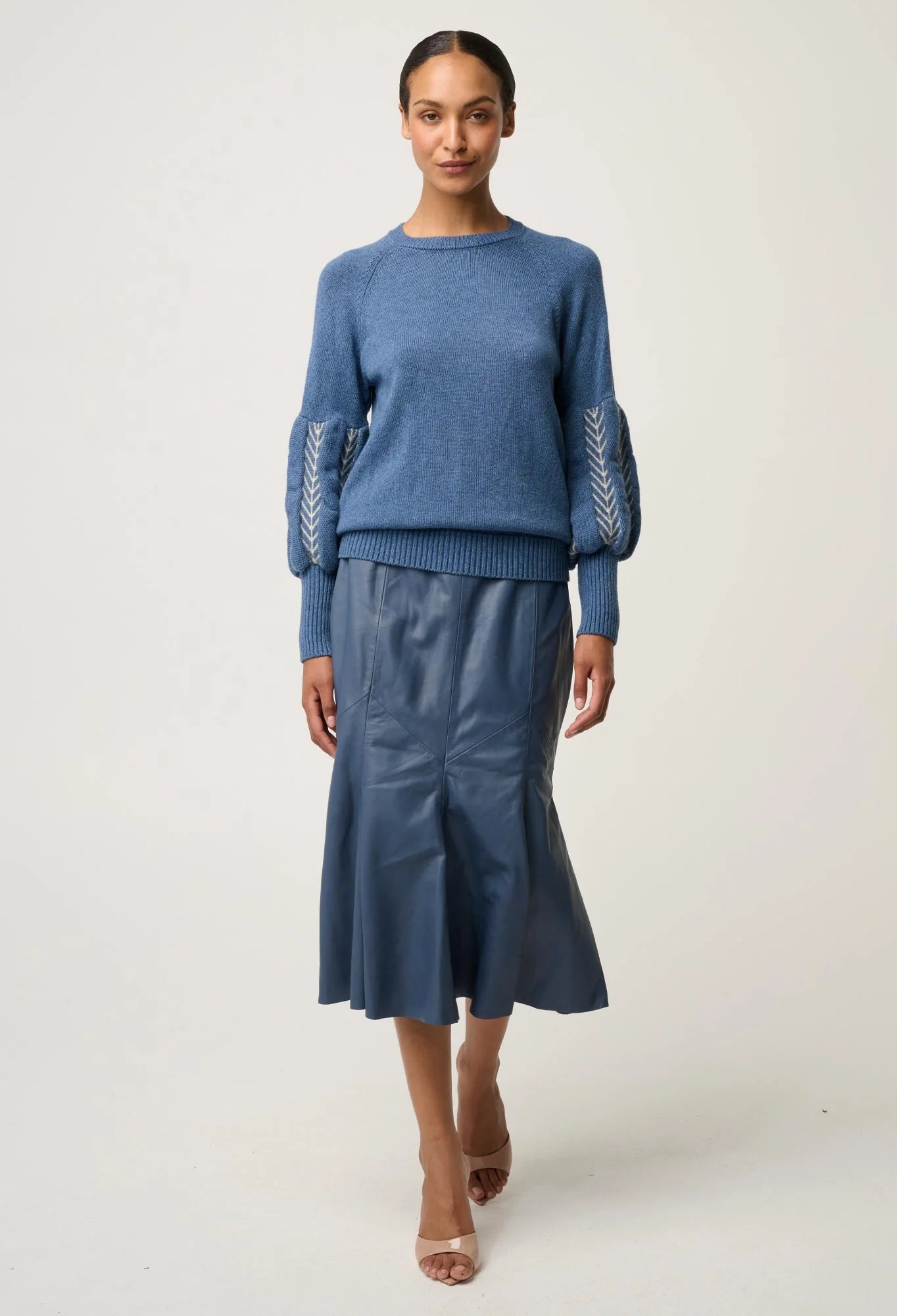 Arden Detailed Knit Top - Cerulean Cord - Presence Hamilton