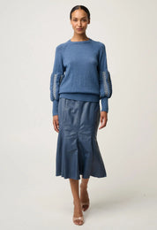 Arden Detailed Knit Top - Cerulean Cord - Presence Hamilton