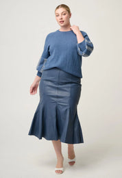 Arden Detailed Knit Top - Cerulean Cord - Presence Hamilton